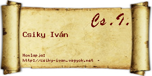 Csiky Iván névjegykártya
